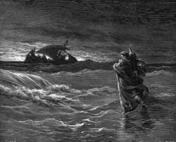 jesus john walks bible water sea study dore commentary gustave walking 1832 engraving trusting